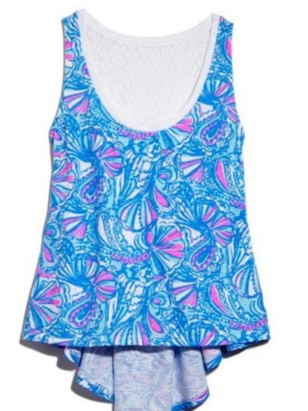 Lilly Pulitzer Blue & Pink Shell-Print Tank Top 1X